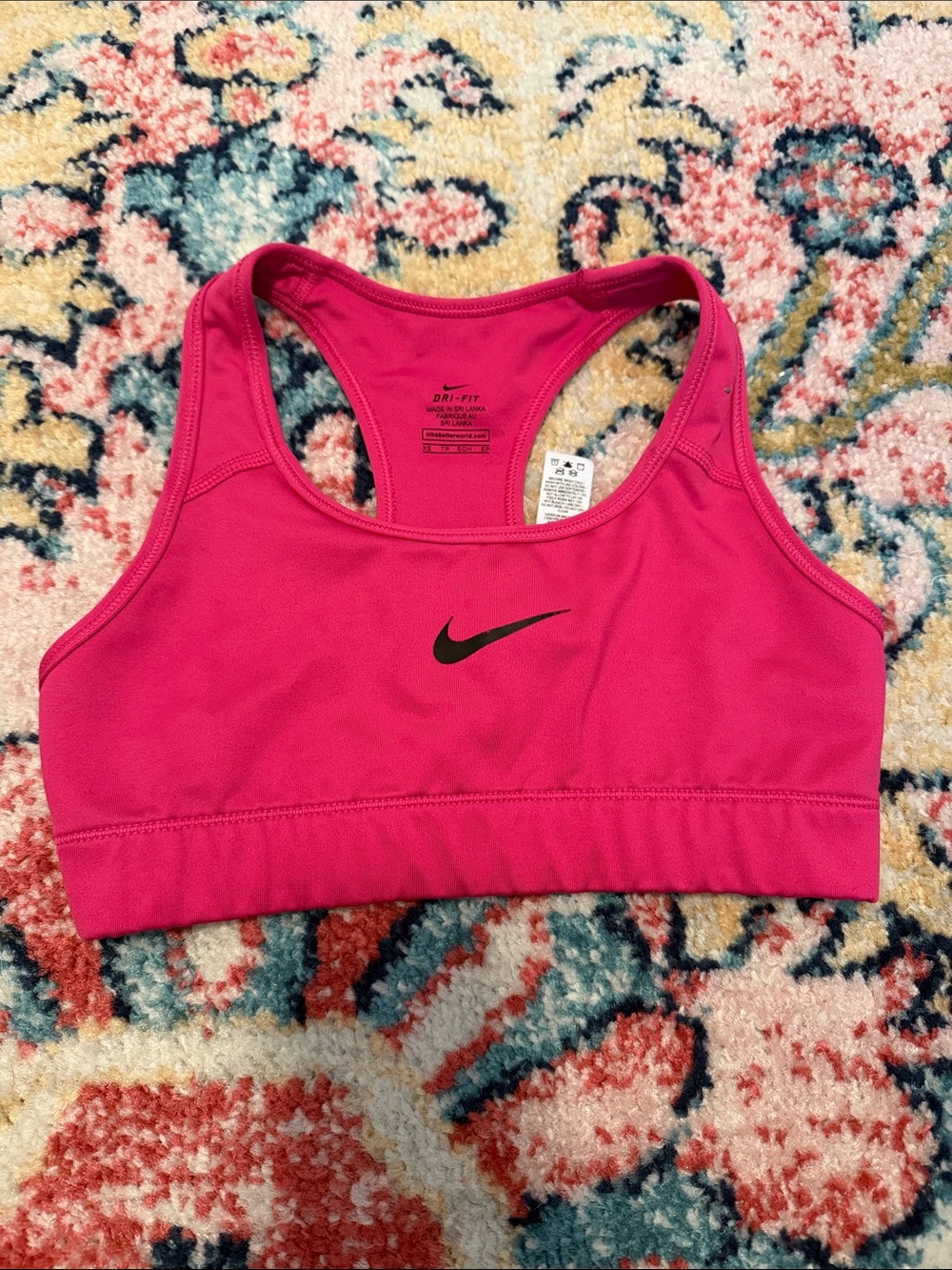 Nike Hot Pink Sports Bra with Black Swoosh